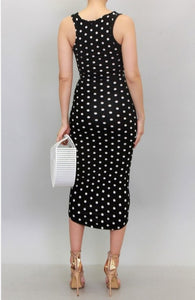 Classic Polka Dot Midi Dress/ Black