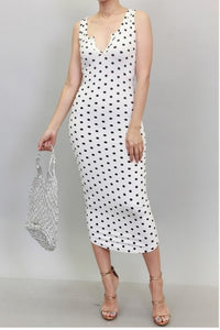 Classic Polka Dot Midi Dress/ Black