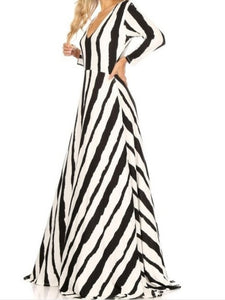 Black and White Stripped Maxi Dress