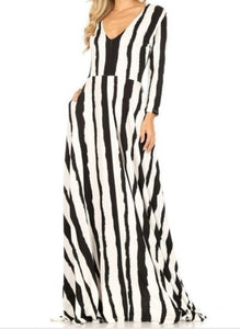 Black and White Stripped Maxi Dress