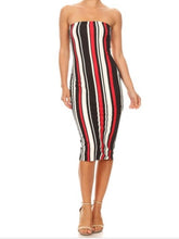 Load image into Gallery viewer, Red / Black Stripped Tube Dress
