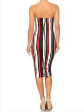 Load image into Gallery viewer, Red / Black Stripped Tube Dress
