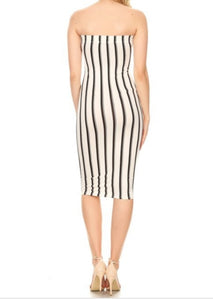 White/ Black Fully Lined Tube Dress