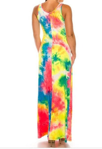 Cotton Candy Sleeveless Tie Dye Maxi