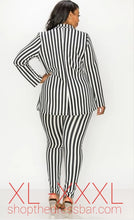 Load image into Gallery viewer, Black &amp; Ivory Strip Jacket and Pants
