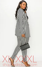 Load image into Gallery viewer, Black &amp; Ivory Strip Jacket and Pants
