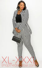 Load image into Gallery viewer, Black &amp; Ivory Strip Jacket and Pants
