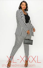 Load image into Gallery viewer, Black &amp; Ivory Strip Jacket and Pants
