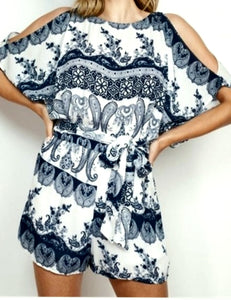 Paisley Romper in Navy