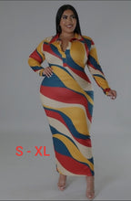 Load image into Gallery viewer, Long Sleeve Stretch Dress, Collar, V-Neck, No Closure
