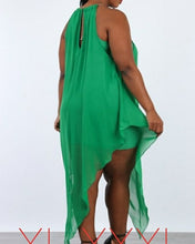 Load image into Gallery viewer, Emerald Green Chiffon Dress
