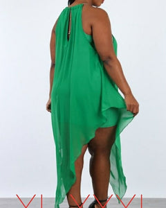 Emerald Green Chiffon Dress